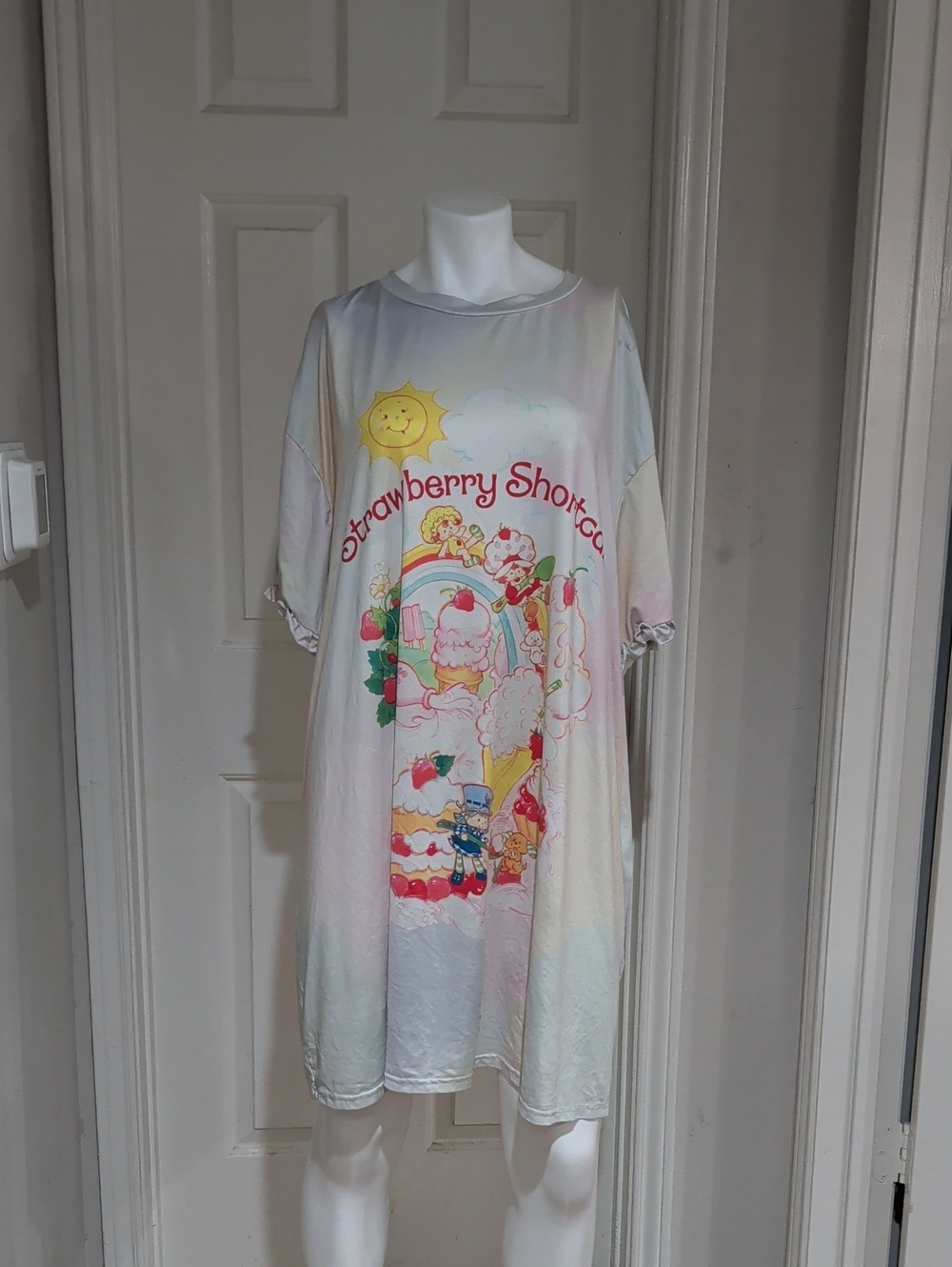 Vintage Strawberry Shortcake Pastel Nightshirt Dress Women's 4XL